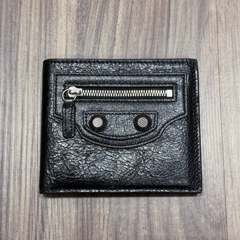 NEW Balenciaga Le Cagole Bifold Black Leather Wallet